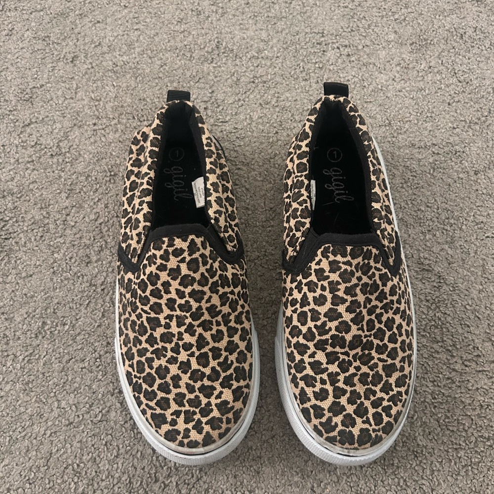 Brown and Black Slip-On Sneakers with Leopard Print